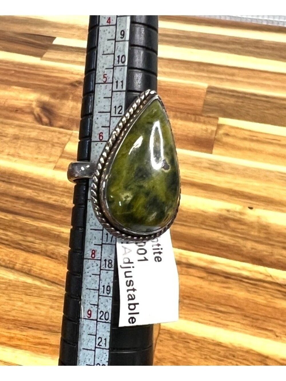 Stichtite stone set in .925 sterling silver ring, size 7, adjustable